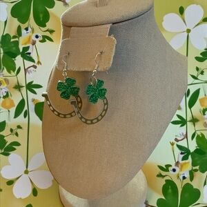 Acrylic Horseshoe Shamrock Earrings | St. Patrick’s Day Jewelry